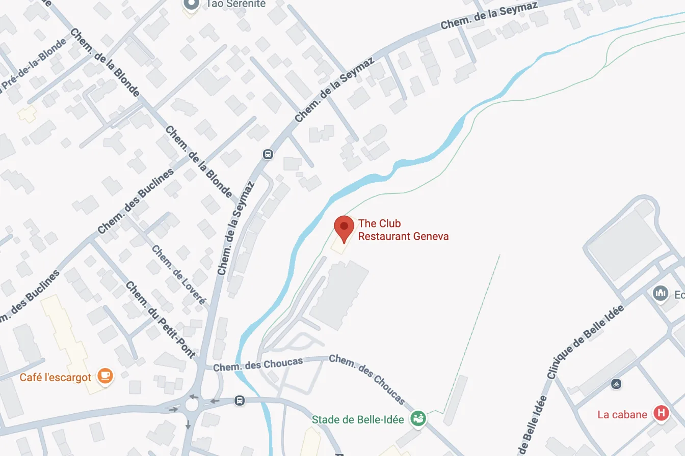 Plan : The Club Restaurant, chemin des Choucas 1, Chêne-Bourg